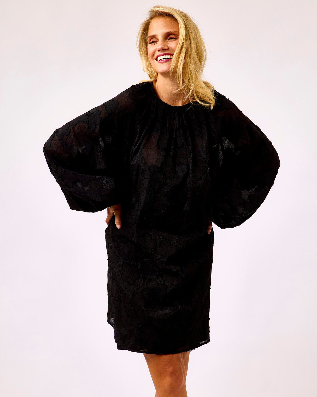 Black Mina Puff Sleeve Dress