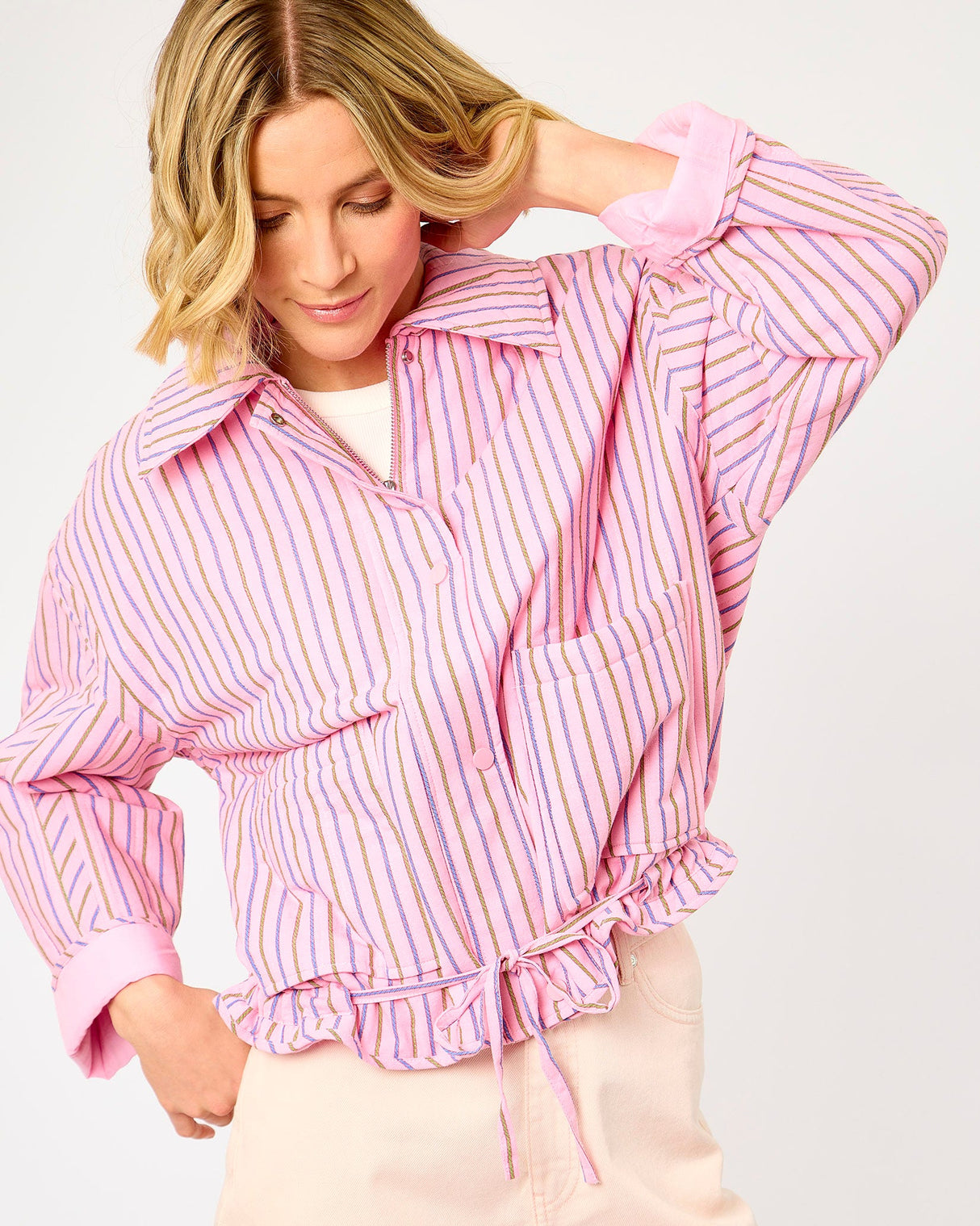 Pink Striped Thalassa Cotton Jacket