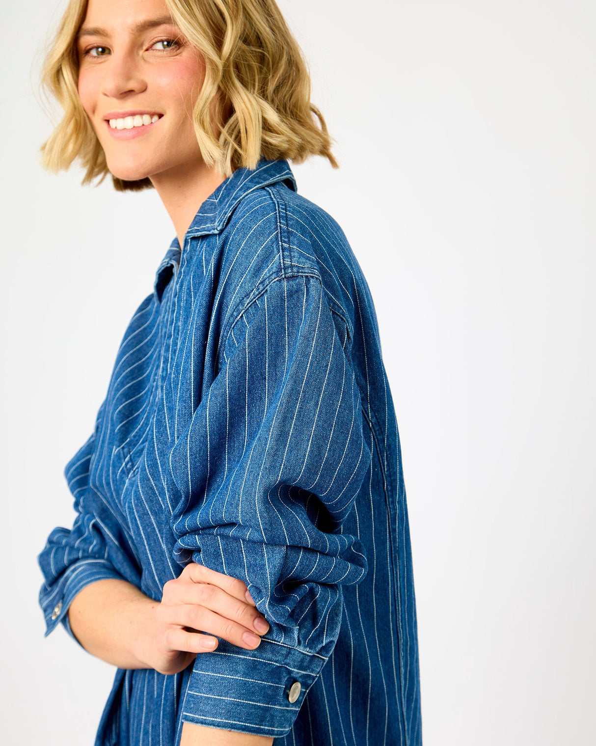 Blue Stripe Poseidon Denim Dress