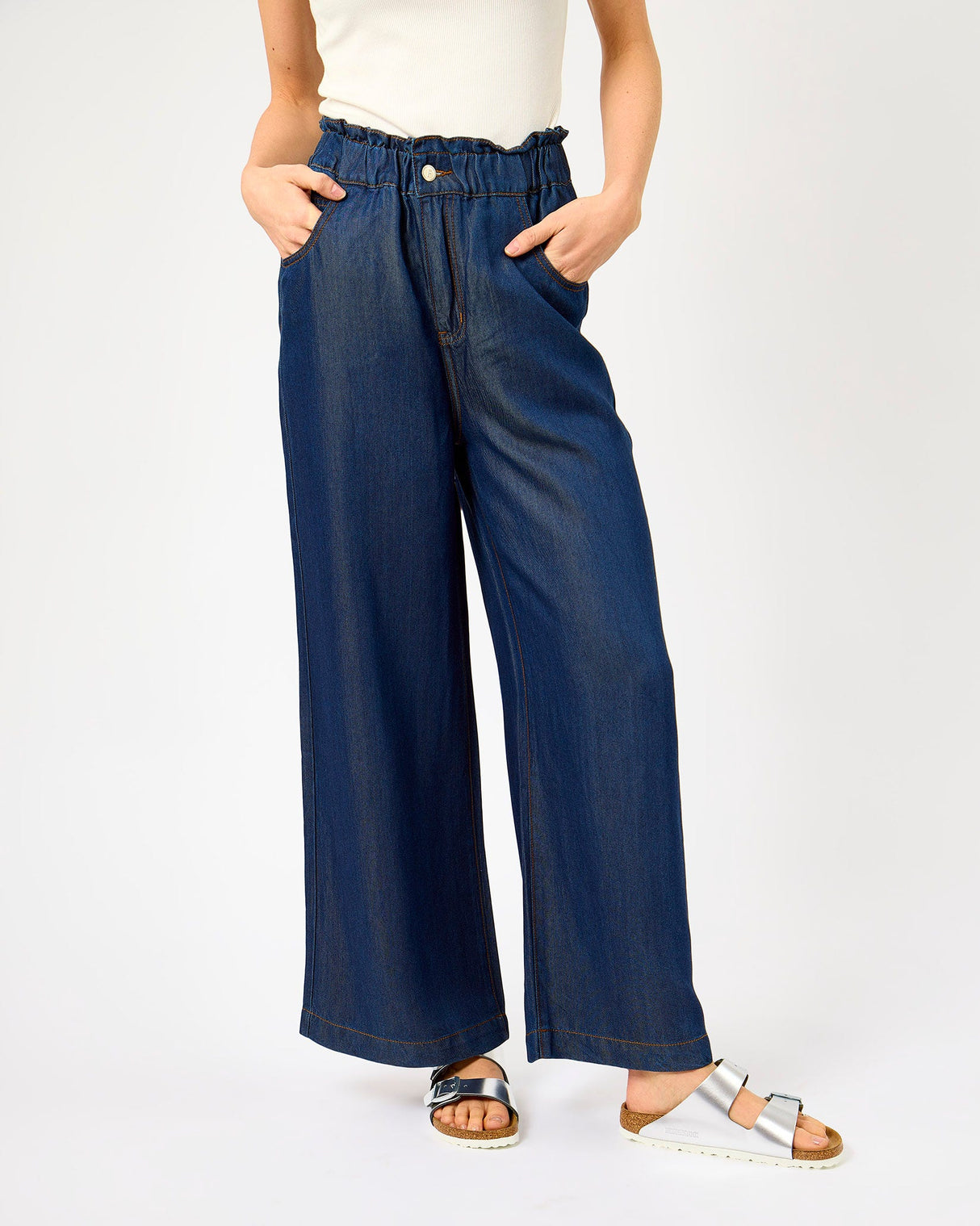 Navy Blue Lusitania Wide Leg Pants