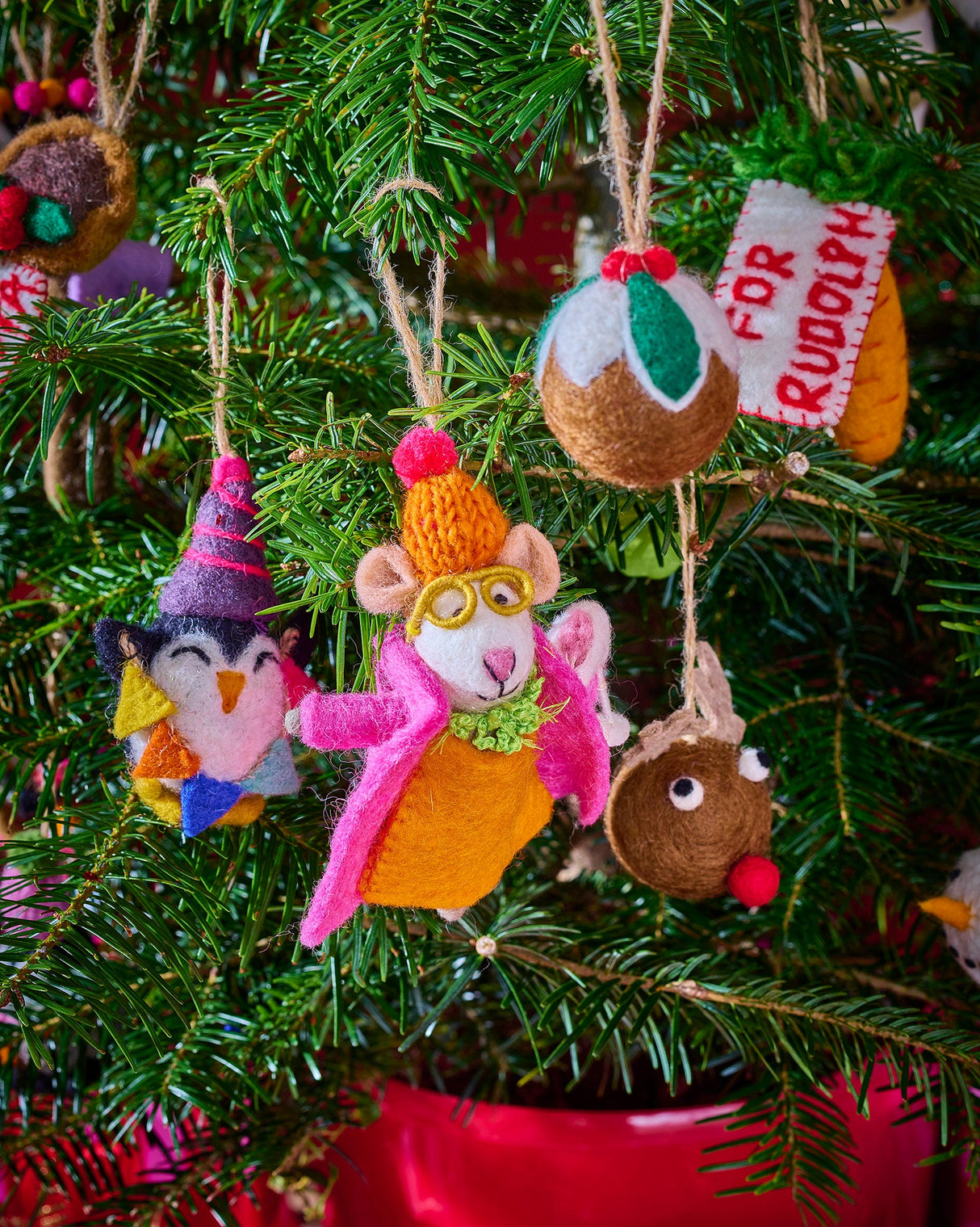 Handmade Felt Character Christmas Tree Baubles - Pack of 5
