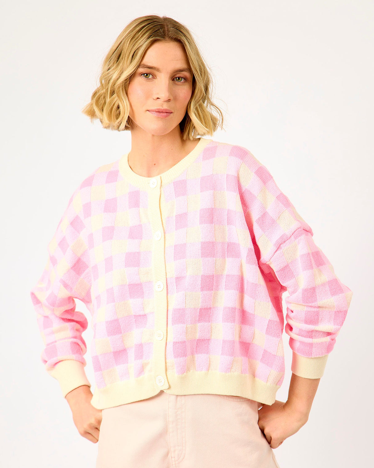 Pink-Check-Padina-Cardigan