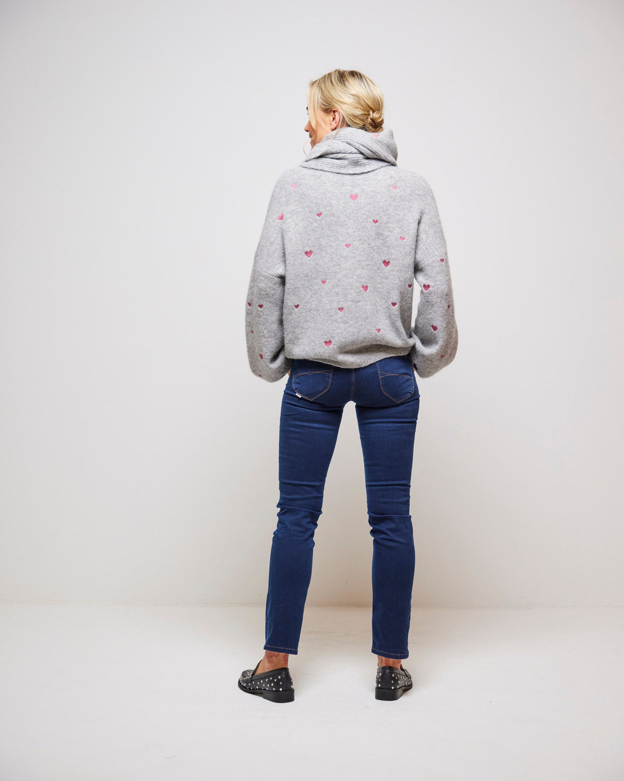 Grey & Pink Hearts Lidia Pullover