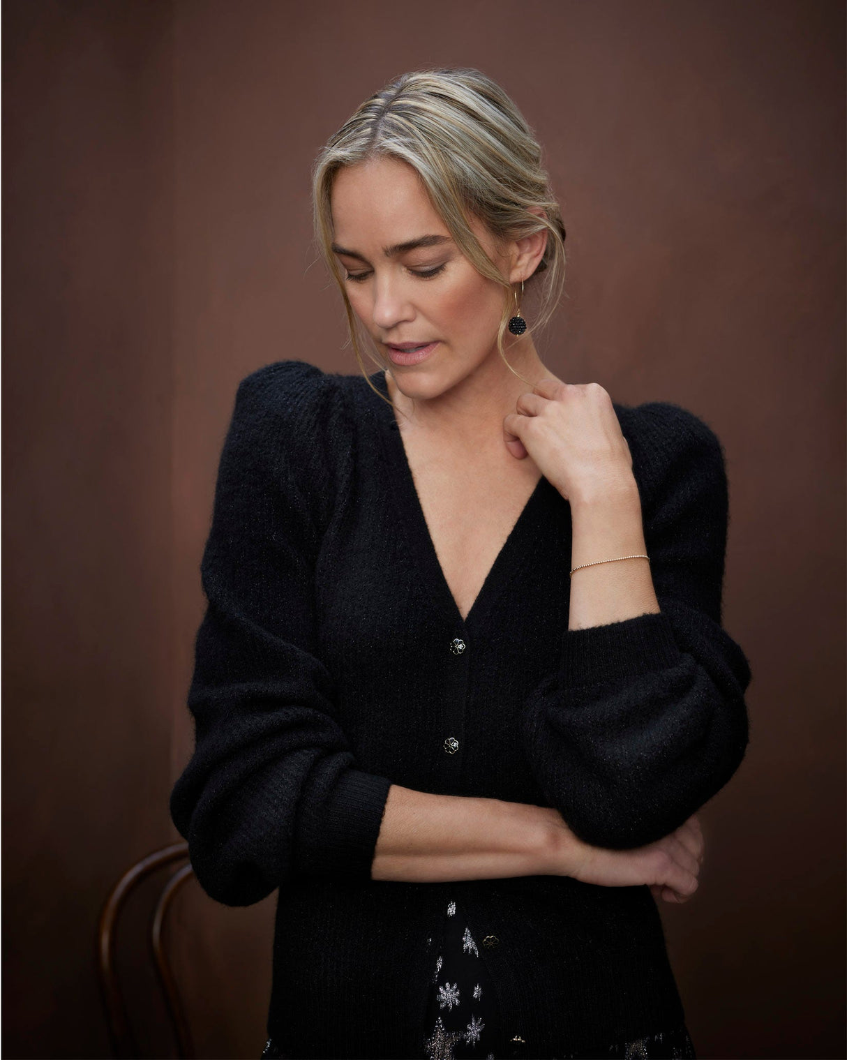 Black Sally V-Neck Cardigan