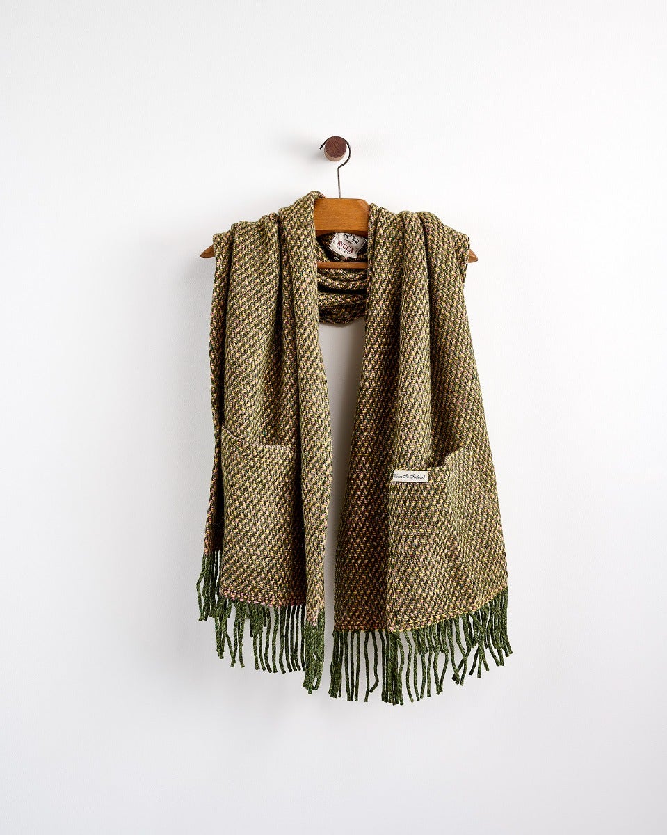 Green Mohair Tweed Coach Pocket Wrap