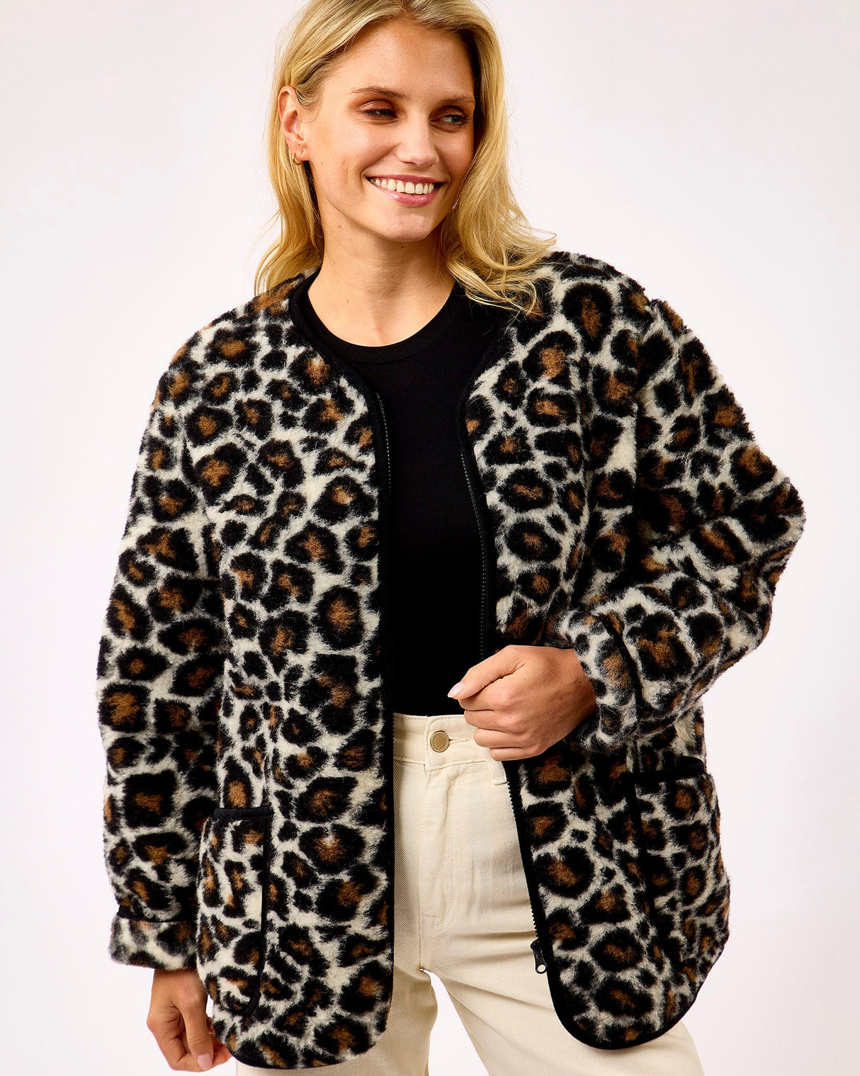 Leopard Textured Merino Wool Nordeen Jacket