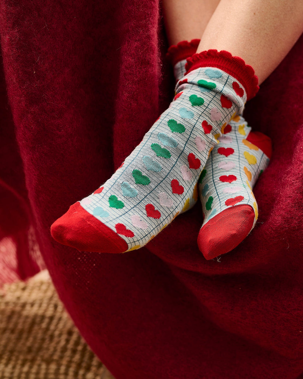 Colour Heart Ankle Socks