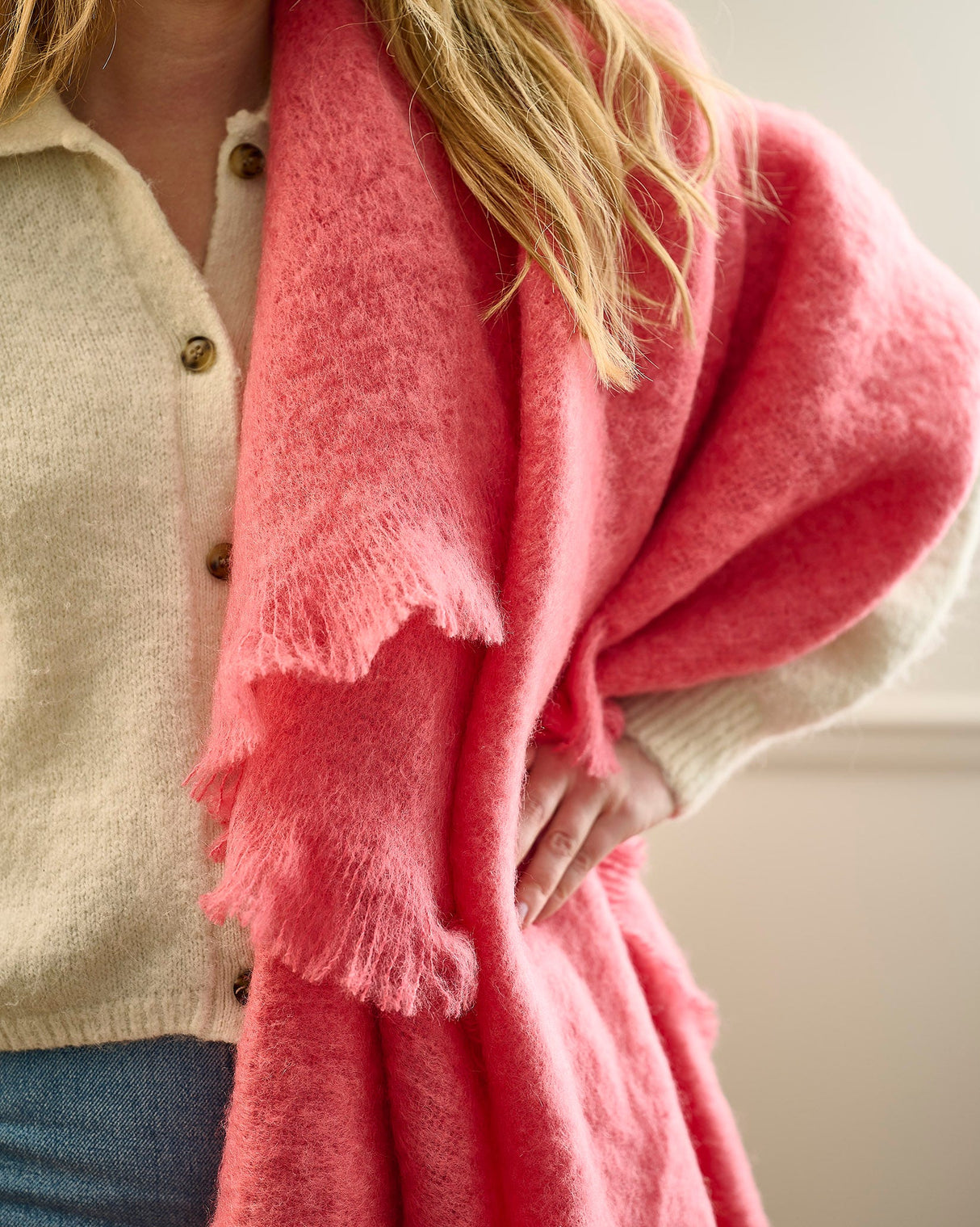 Coral Mohair Throw