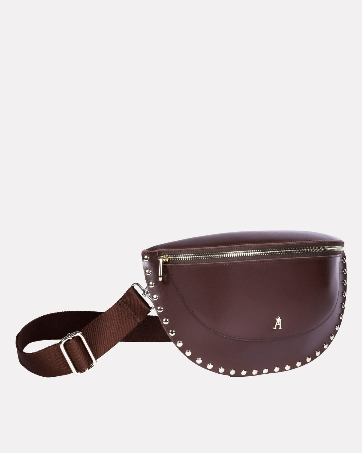 Chocolate Brown Smile Stud Calf Leather Bag
