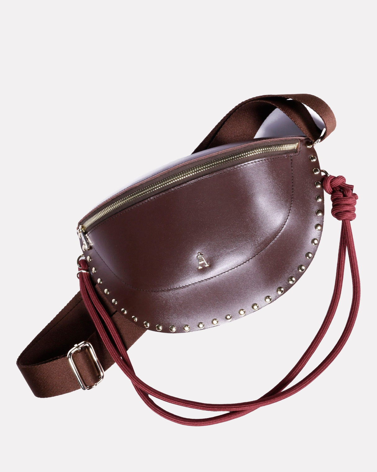 Chocolate Brown Smile Stud Calf Leather Bag