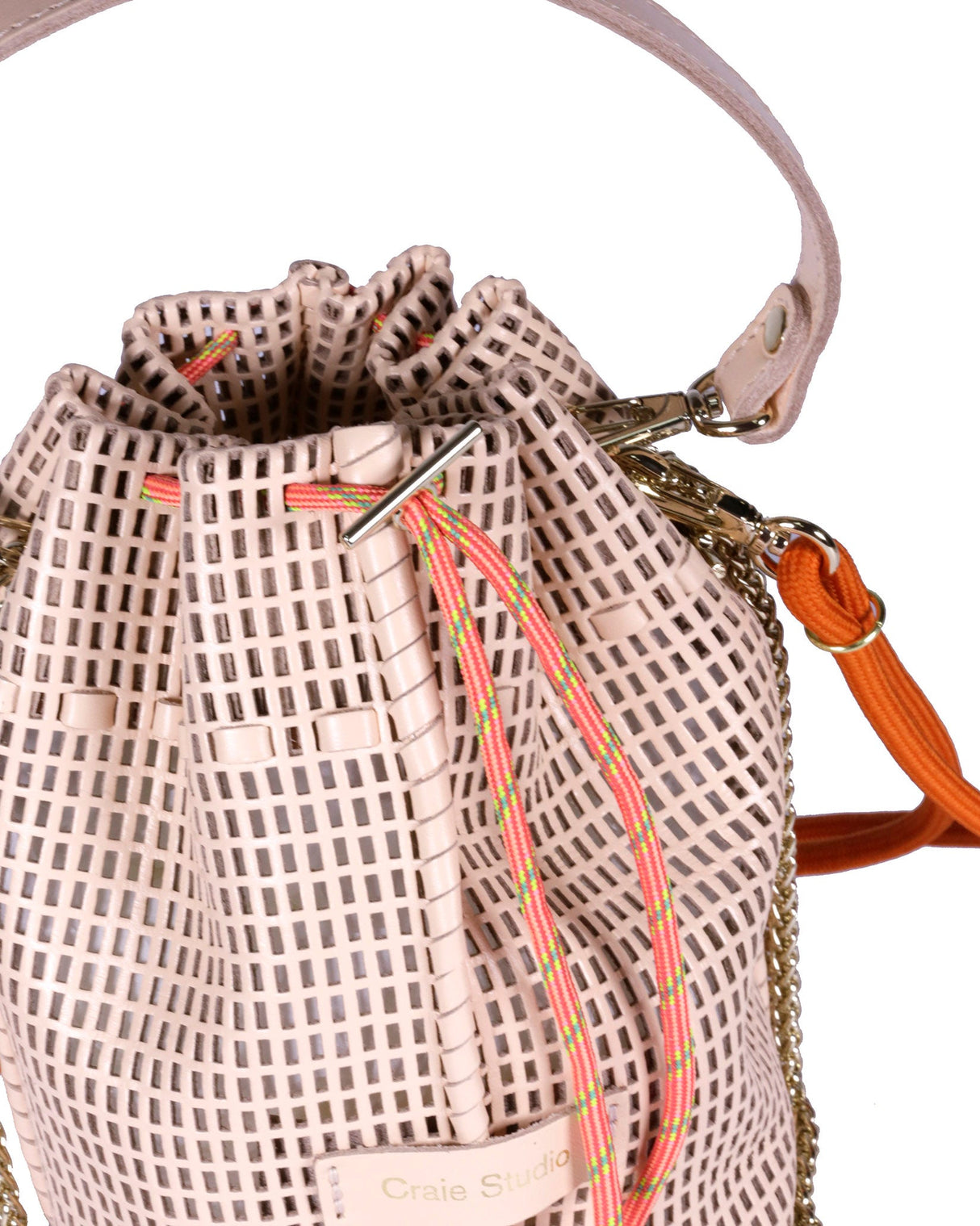 Peach Leather Bibi Bucket Bag
