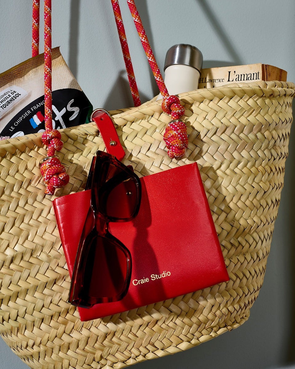 Orange Leather & Palm Panier Calanques Bag