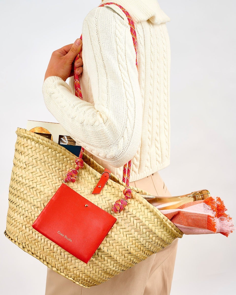 Orange Leather & Palm Panier Calanques Bag