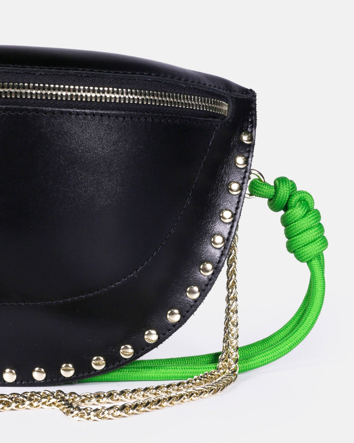 Black & Green Leather Smile Bag