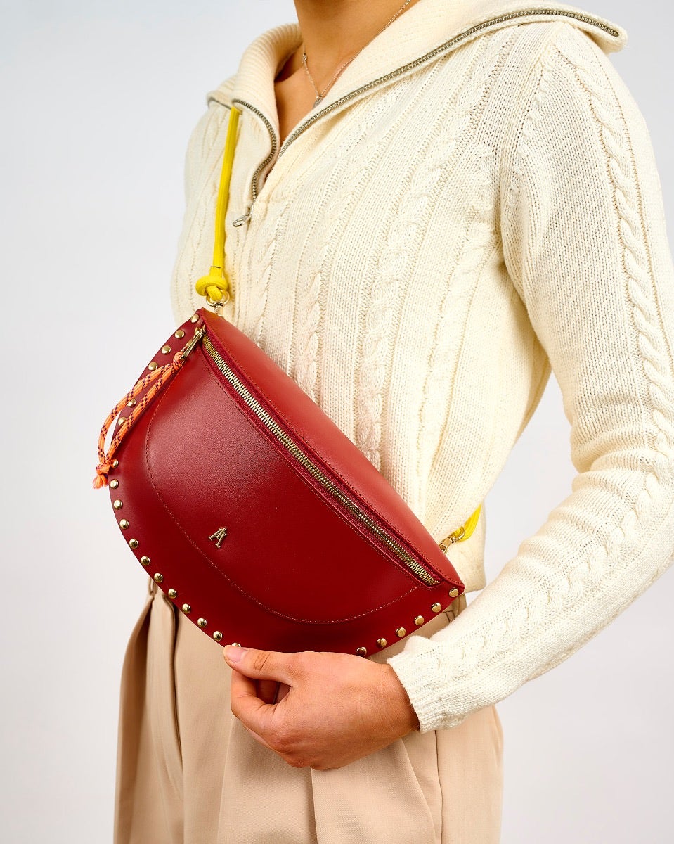 Brown & Yellow Leather Smile Bag