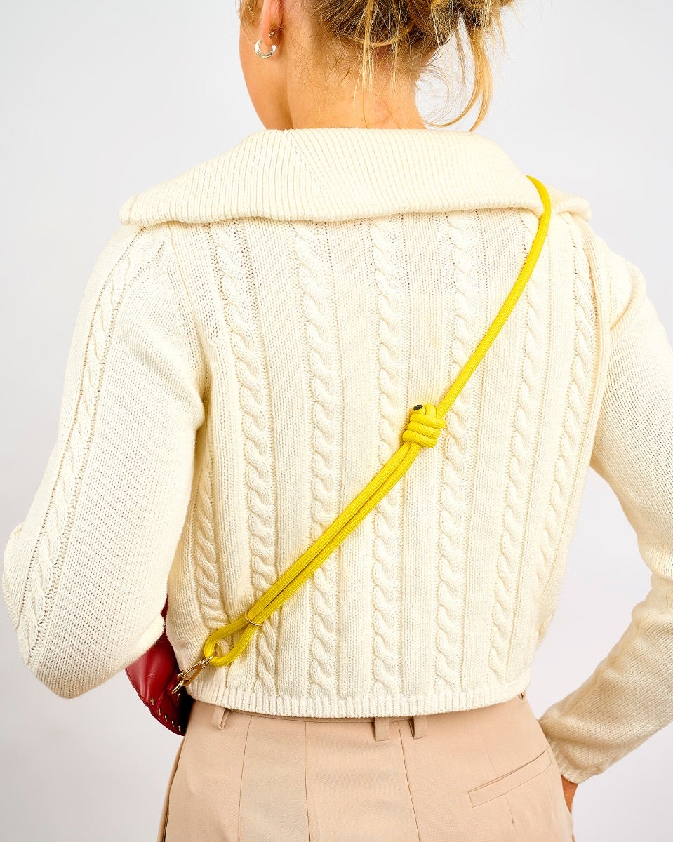 Brown & Yellow Leather Smile Bag
