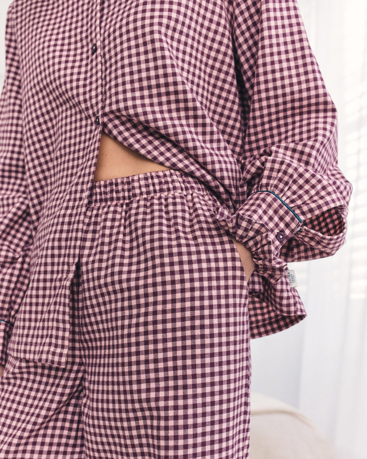 Pink Gingham Brushed Organic Cotton Pyjama Set
