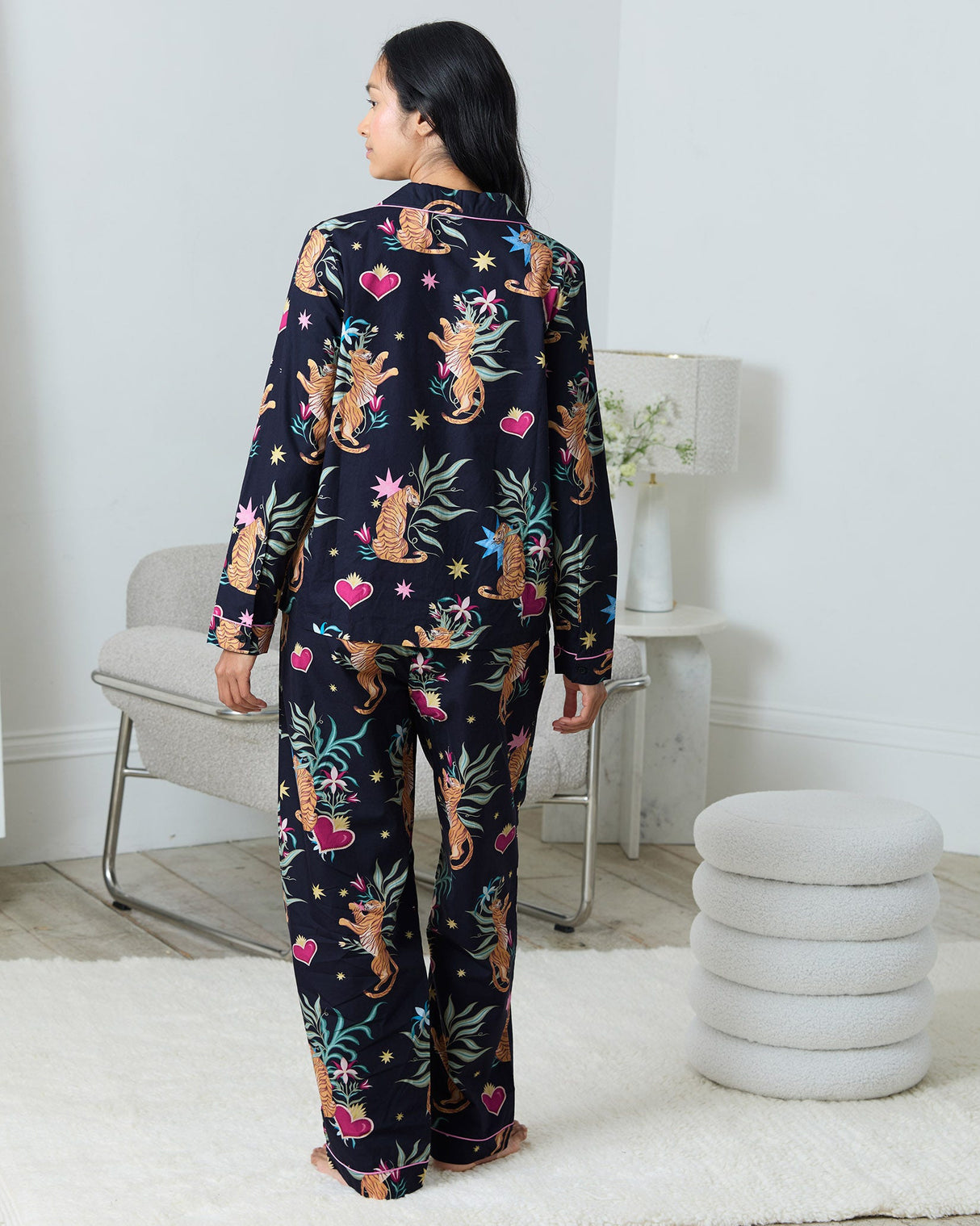 Navy-Heart-Tiger-Organic-Cotton-Pyjama-Set