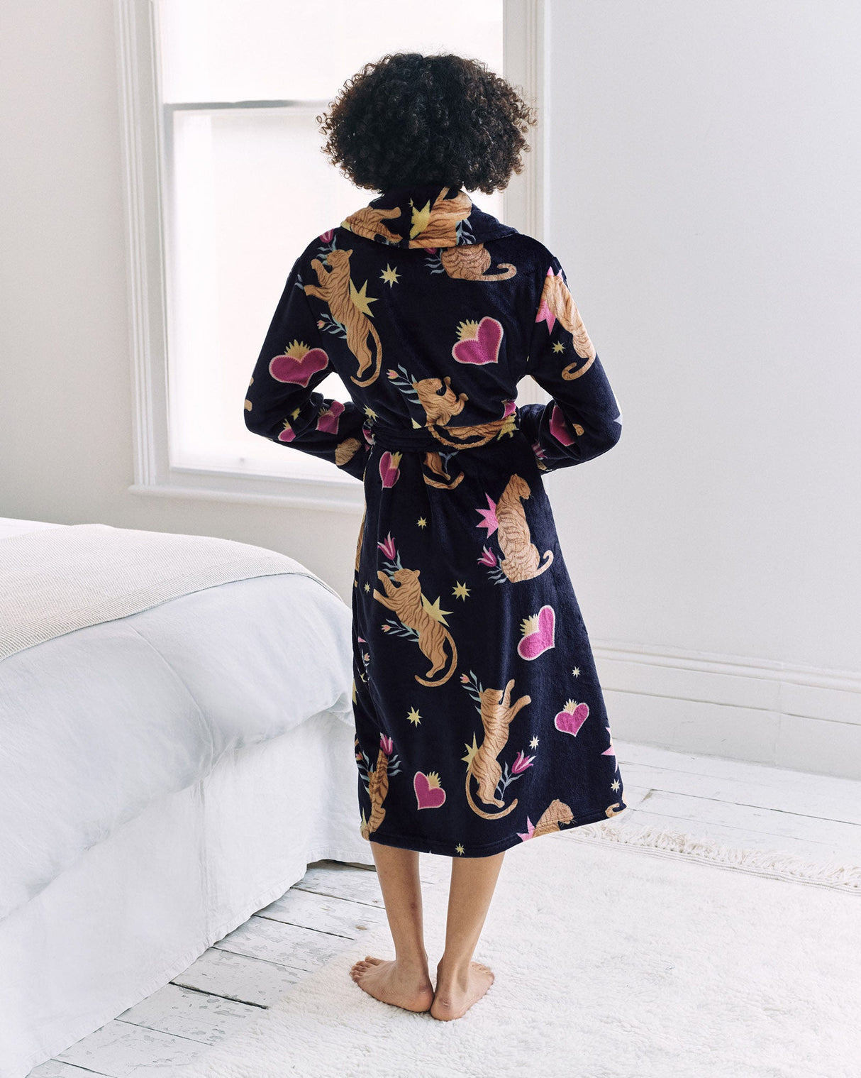 Navy-Heart-Tiger-Fleece-Dressing-Gown