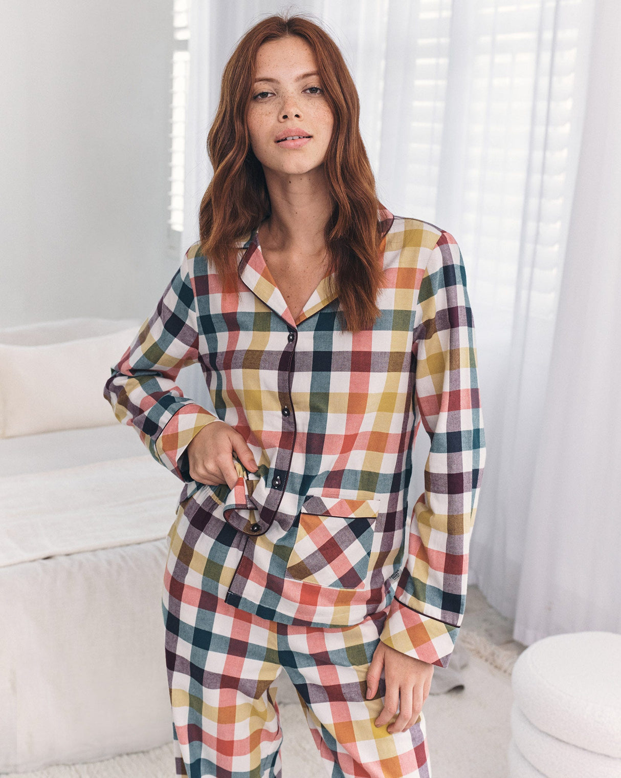 Multicolour Gingham Organic Cotton Pyjama Set