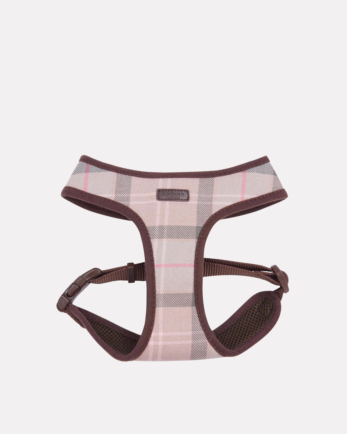 Taupe & Pink Tartan Cushioned Dog Harness