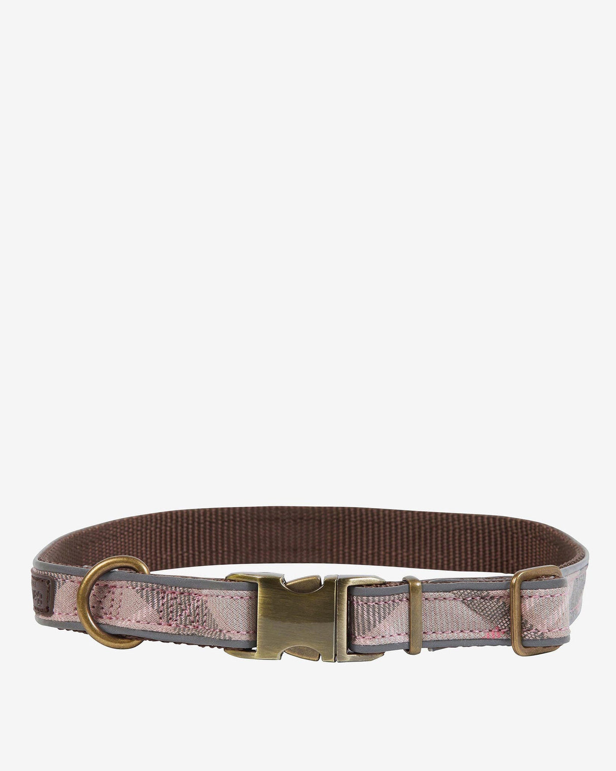 Pink Tartan & Taupe Barbour Reflective Dog Collar
