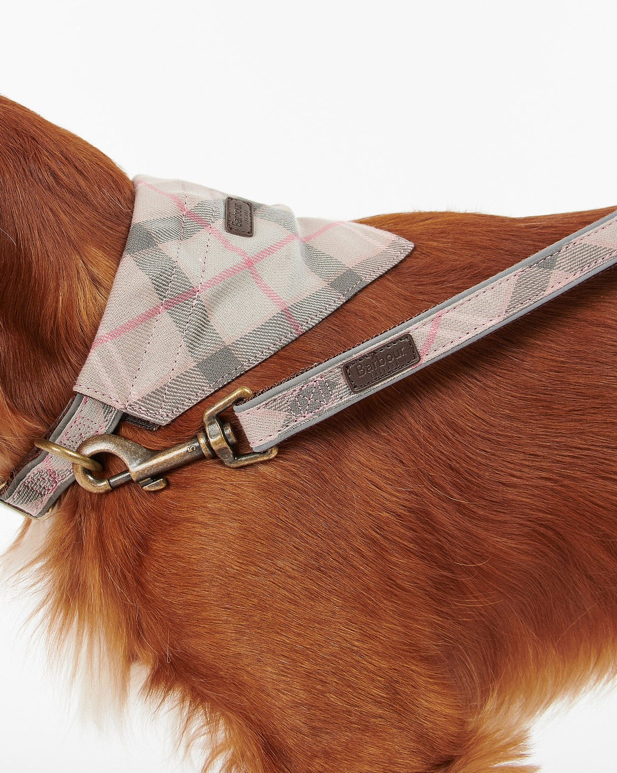 Pink Tartan & Taupe Barbour Reflective Dog Lead
