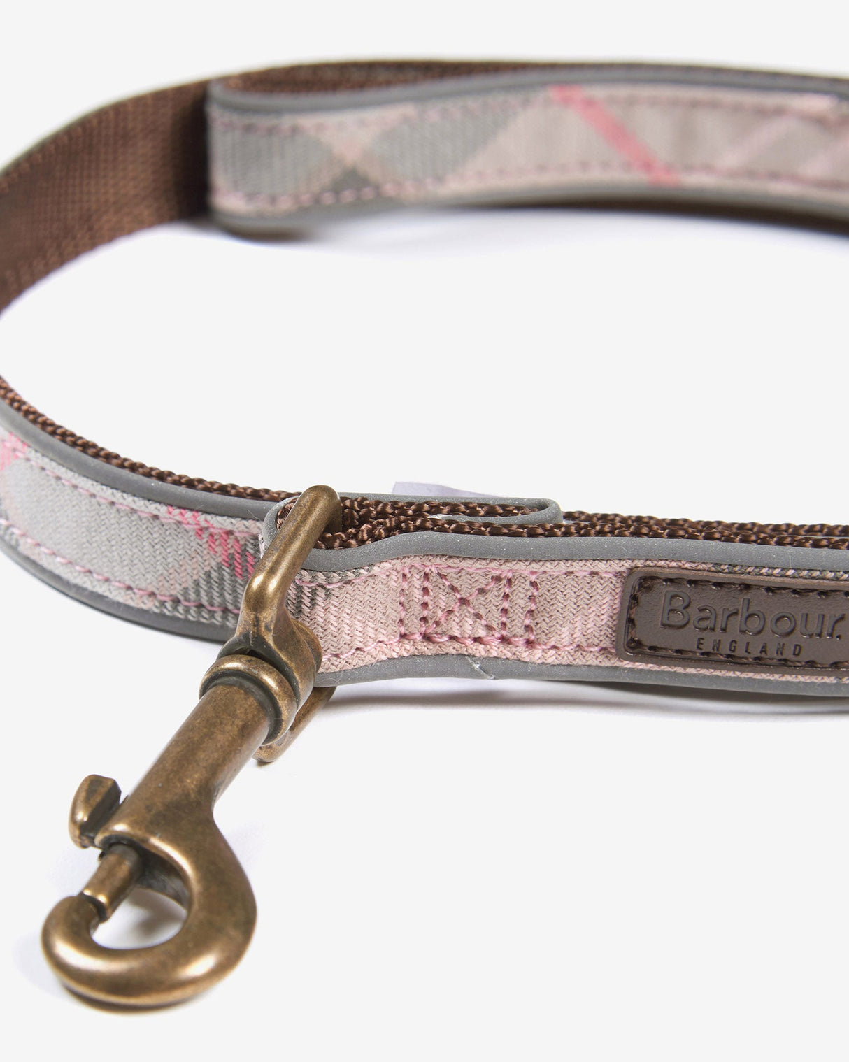 Pink Tartan & Taupe Barbour Reflective Dog Lead
