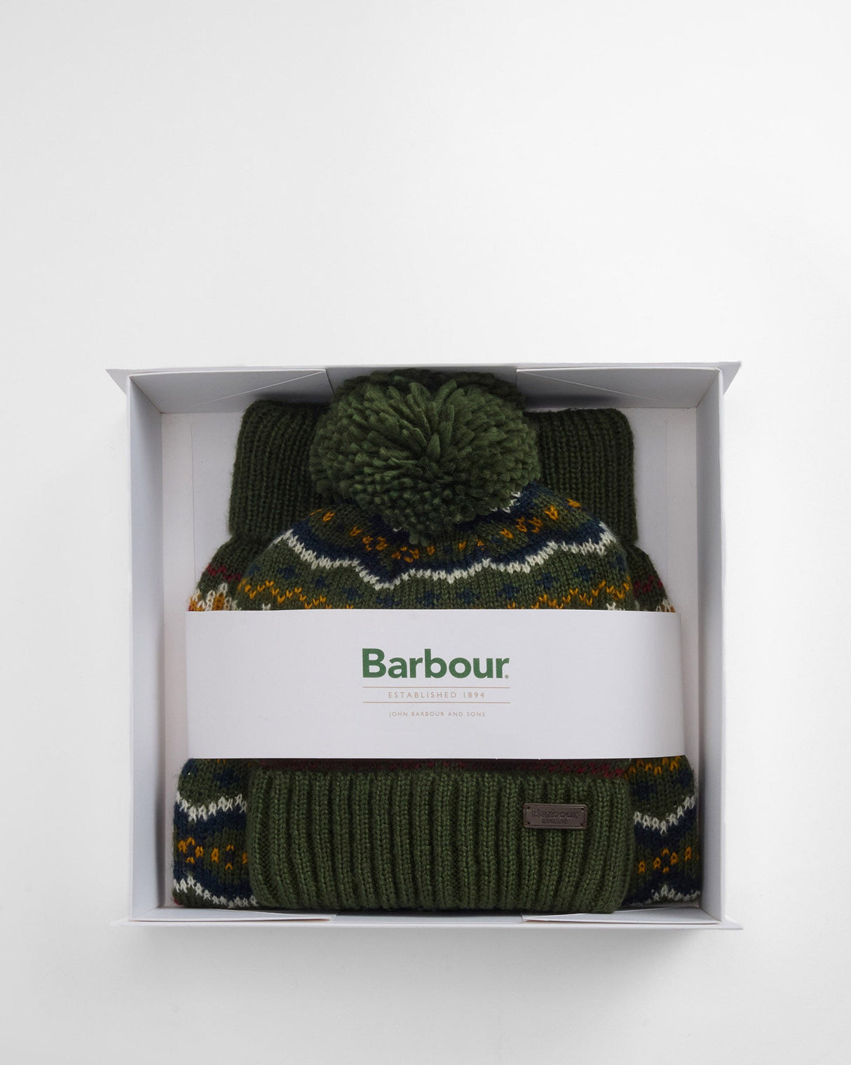 Olive Fair Isle Barbour Dog Gift Set