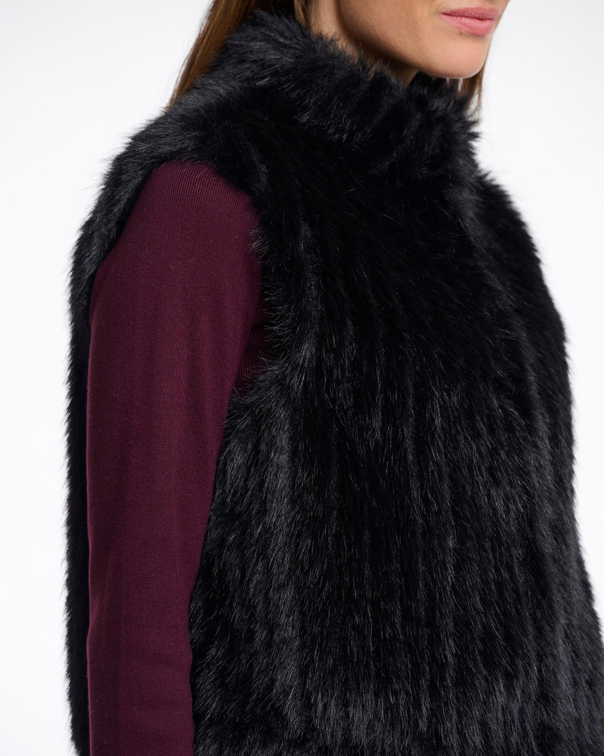 Black Dava Faux Fur Gilet