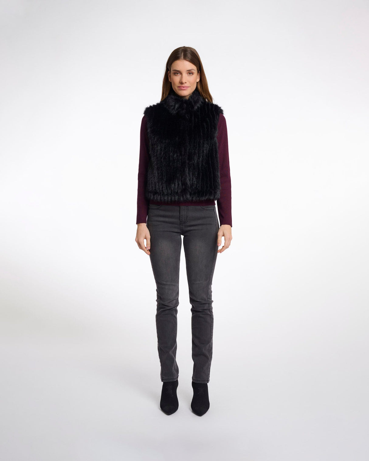 Black Dava Faux Fur Gilet