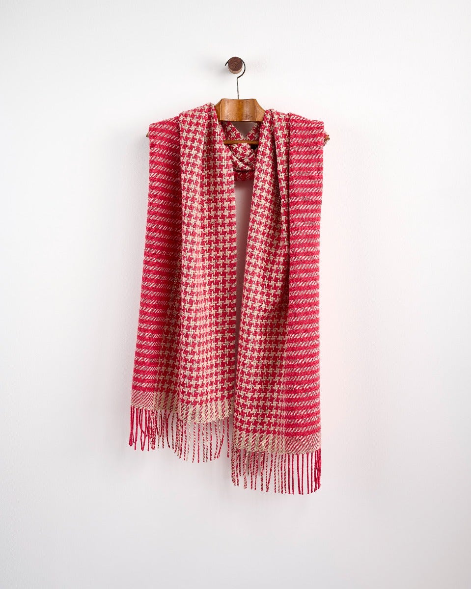 Bramble Houndstooth Wide Donegal Tweed Scarf