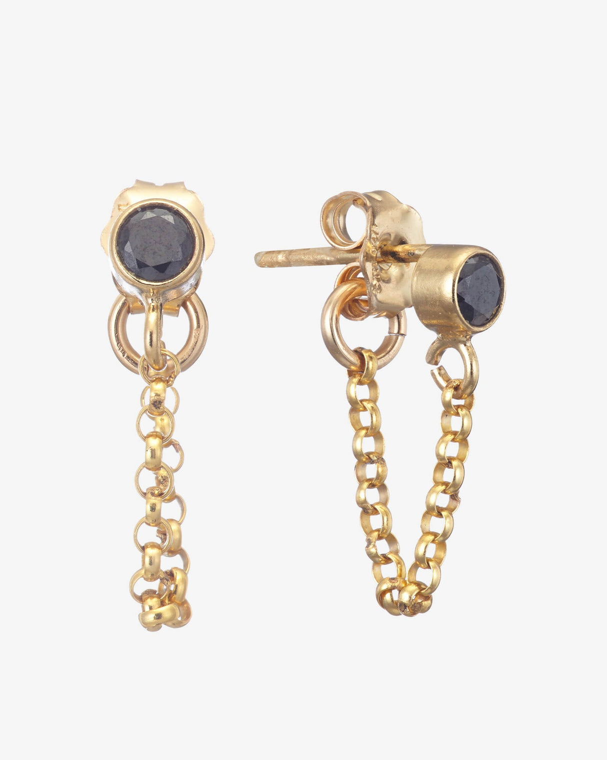 Gold-Filled-Black-Chain-Stud-Earrings