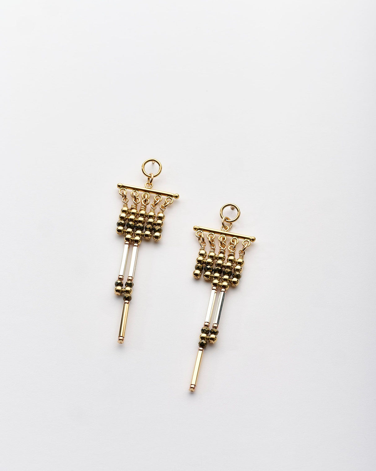 Gold-Filled-Woven-Asymetric-Earrings