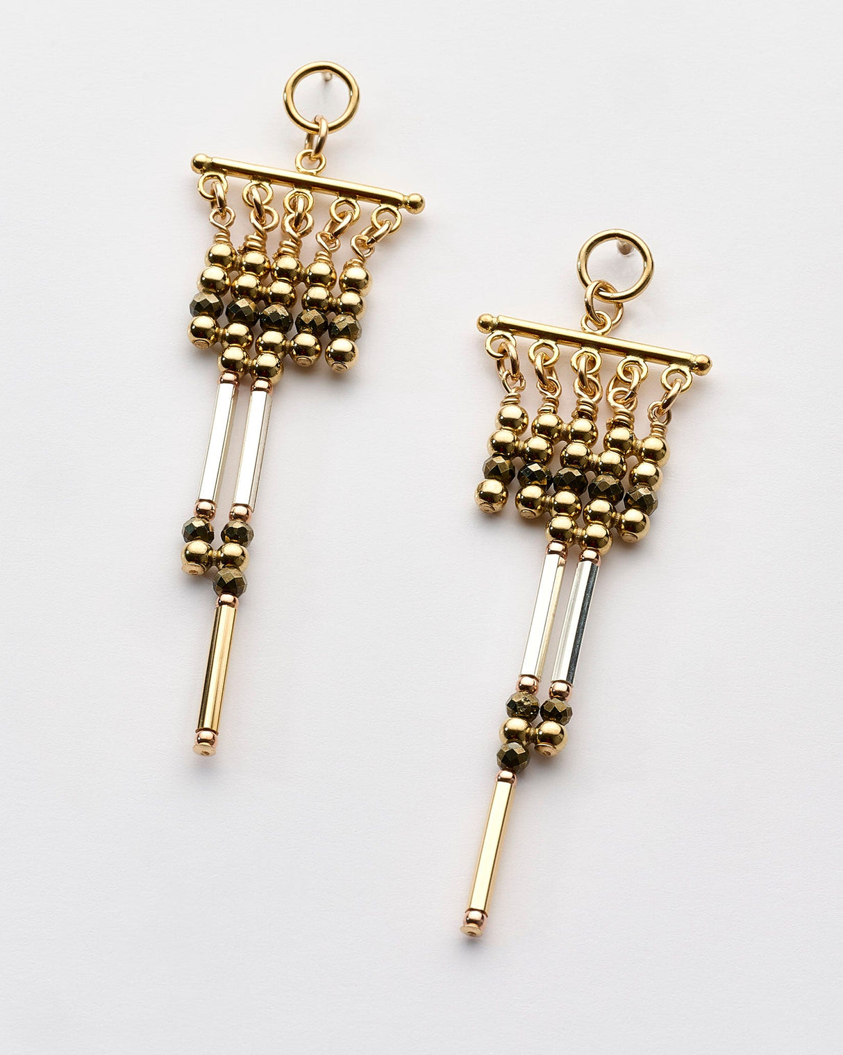Gold-Filled-Woven-Asymetric-Earrings