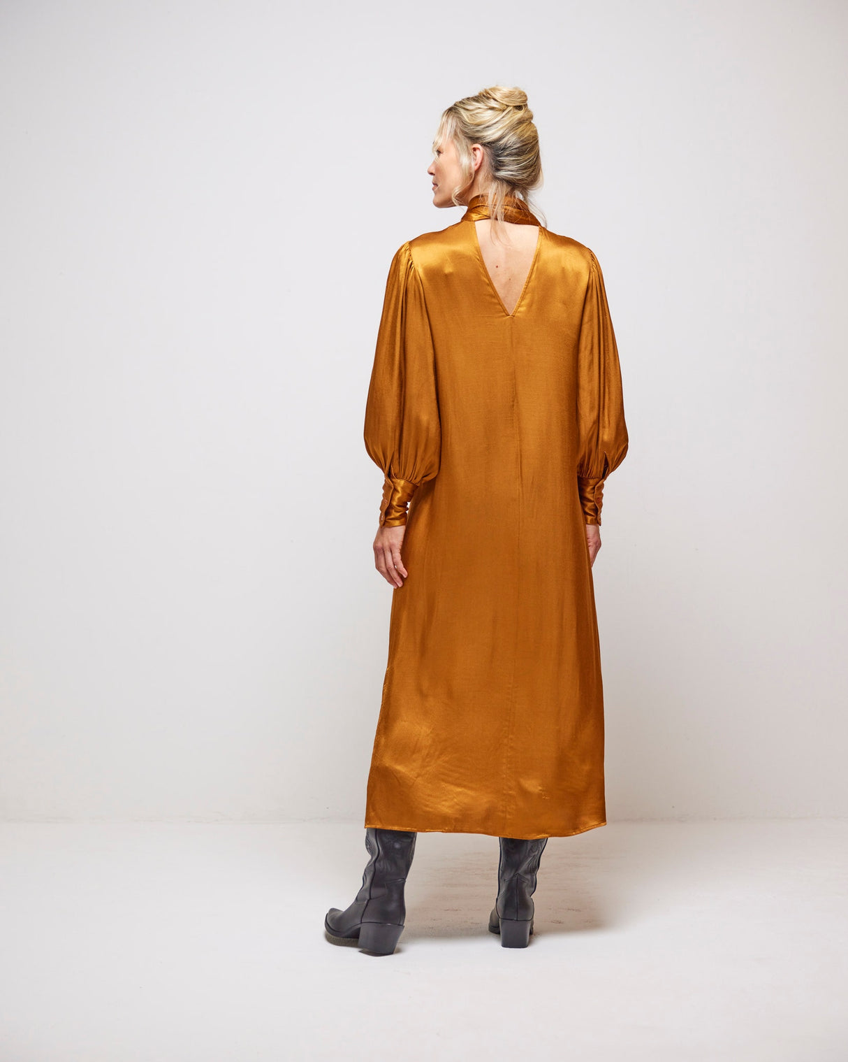 Ochre Noor Satin Dress