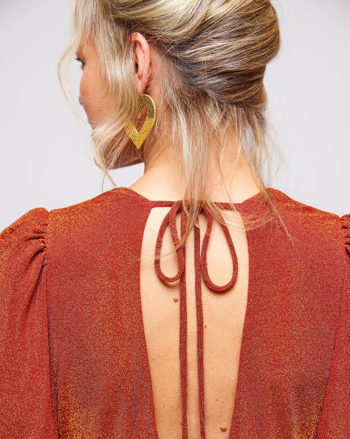 Burnt Orange Olympe Volume Sleeve Dress