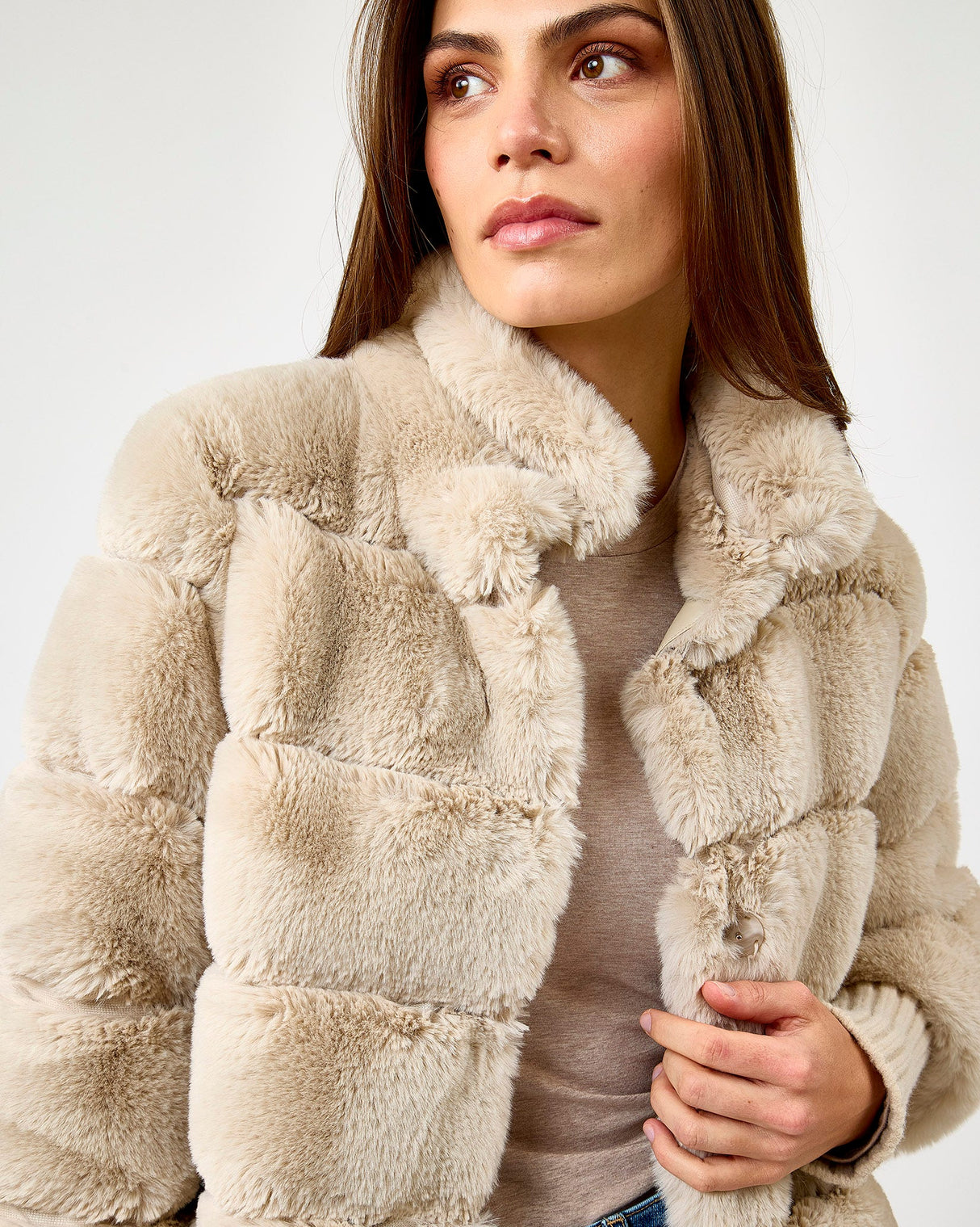 Toffee Feline Short Faux Fur Jacket