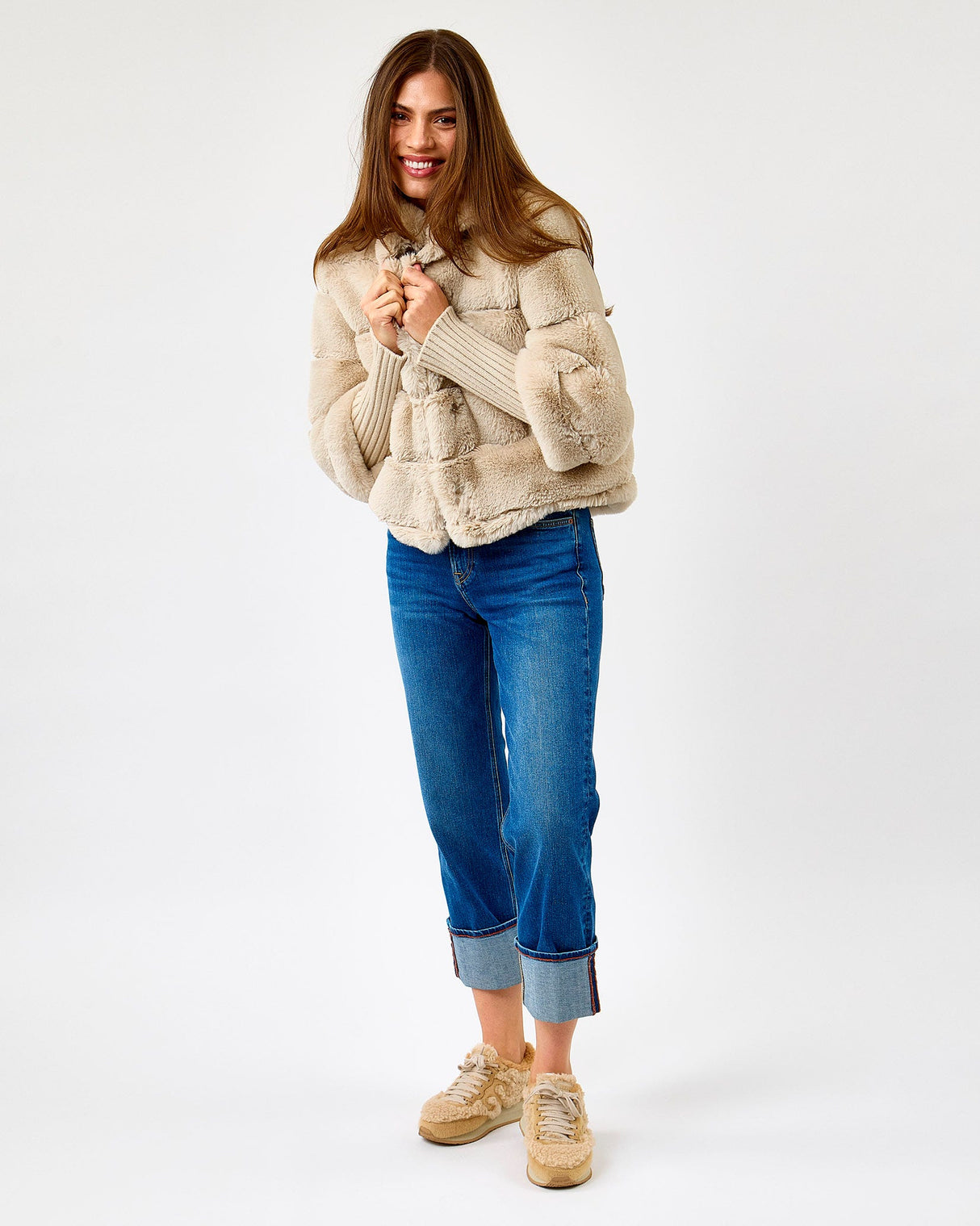 Toffee Feline Short Faux Fur Jacket