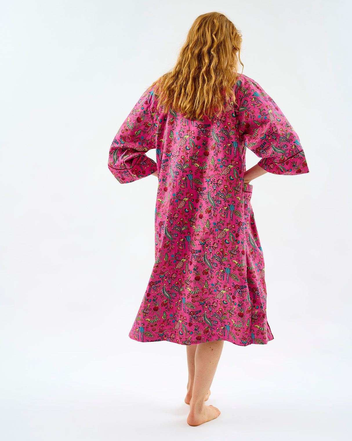 Fuchsia Forest Friends Cotton Kimono
