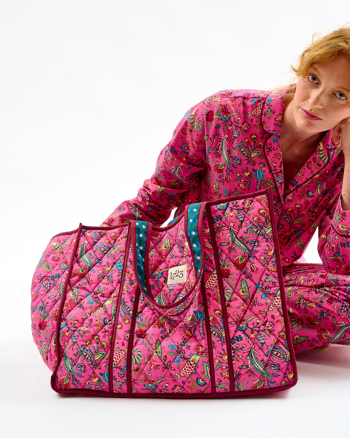 Fuchsia Forest Friends Quilted Cotton Tote Bag