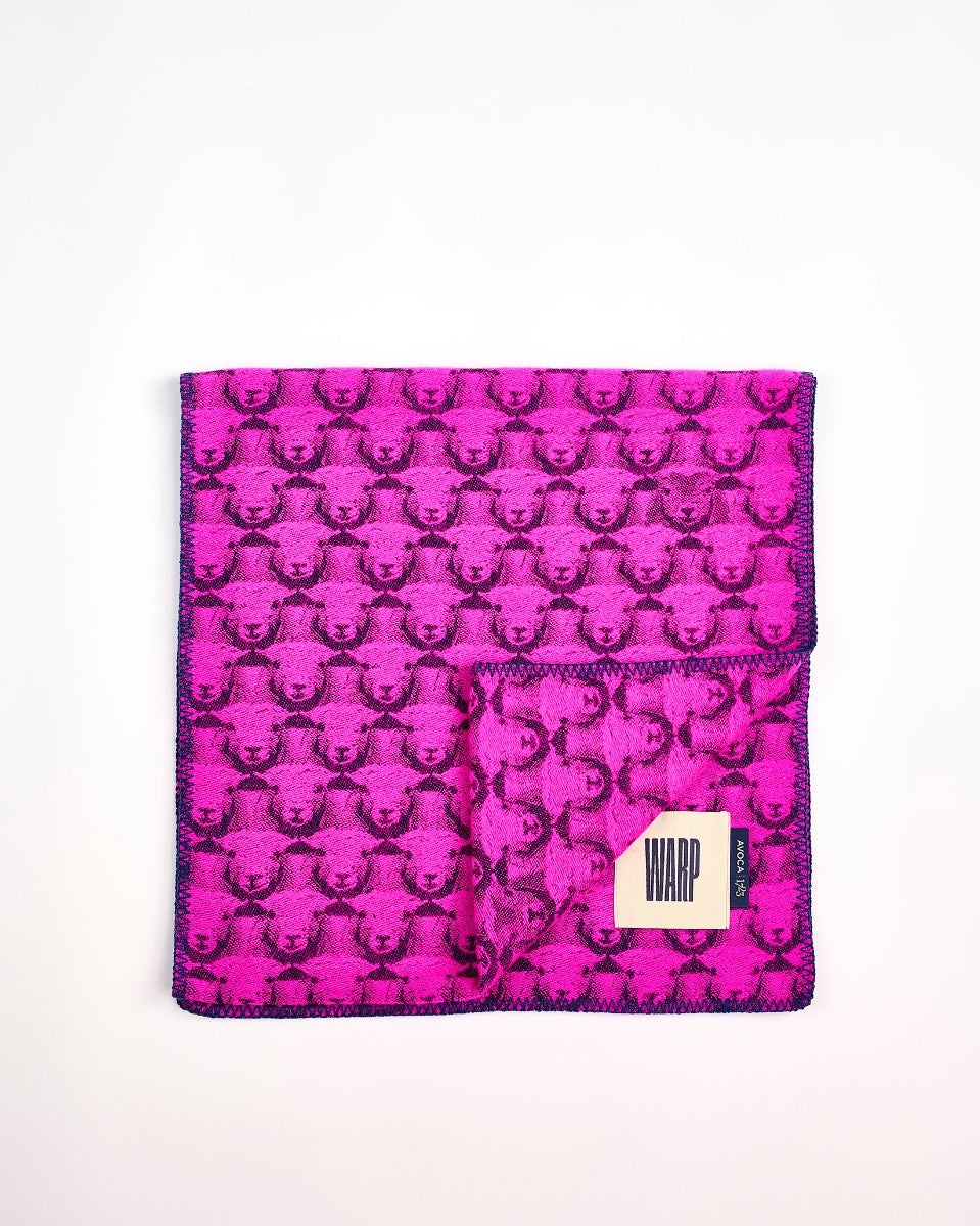 Neon Pink Flock 303 Jacquard Merino Scarf