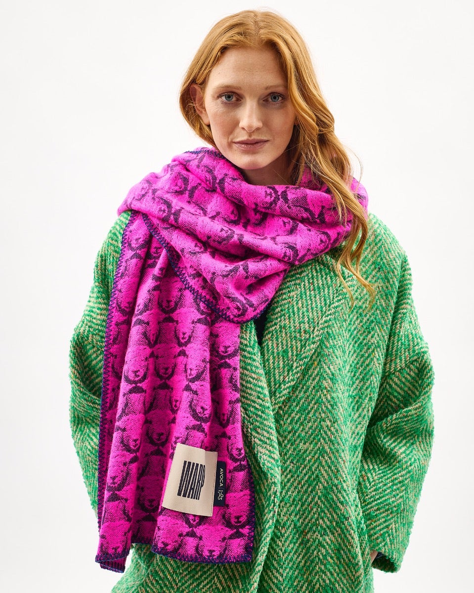 Neon Pink Flock 303 Jacquard Merino Scarf