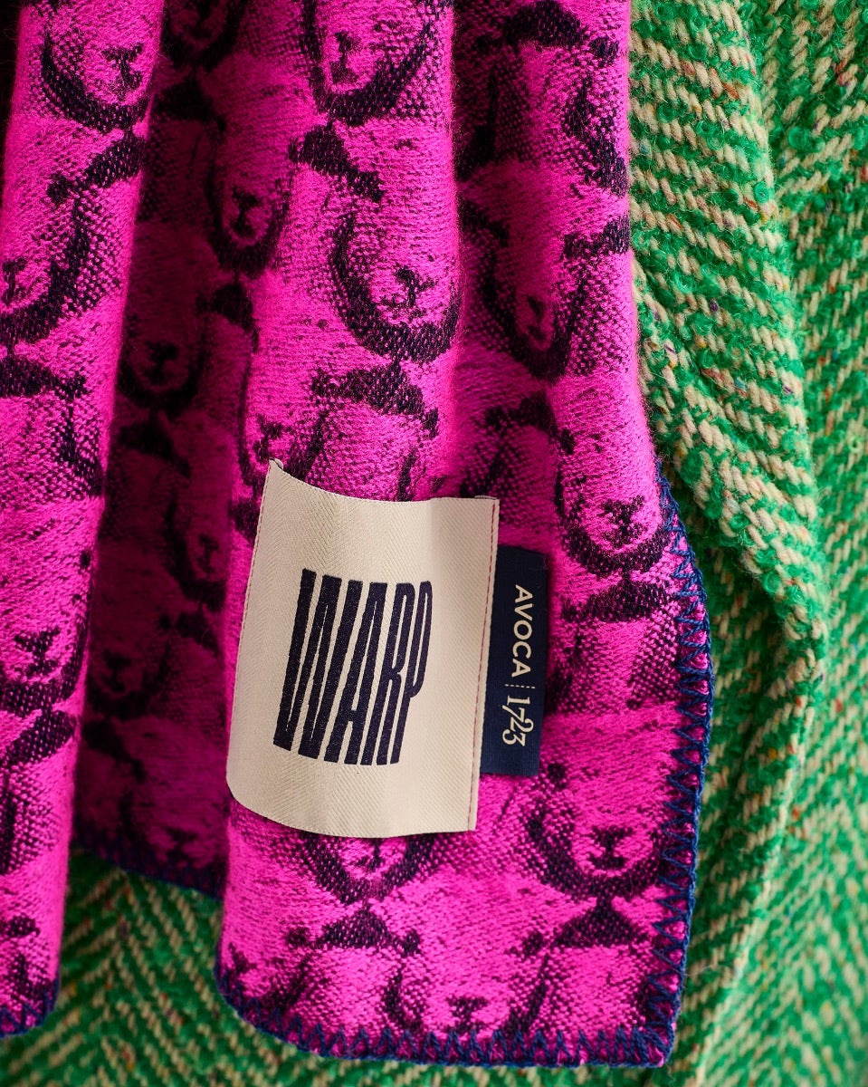 Neon Pink Flock 303 Jacquard Merino Scarf