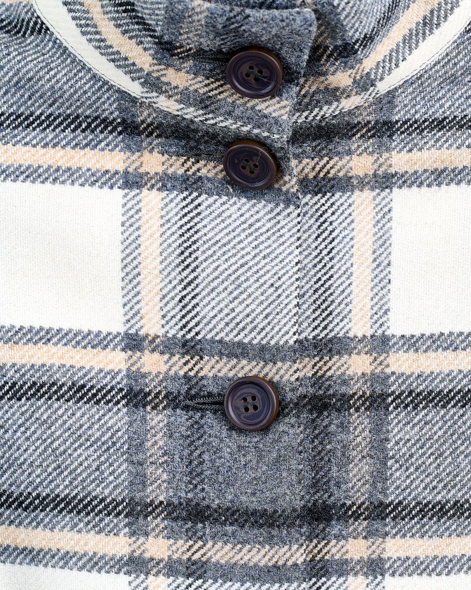 Neutral Forest Check Lambswool Coat