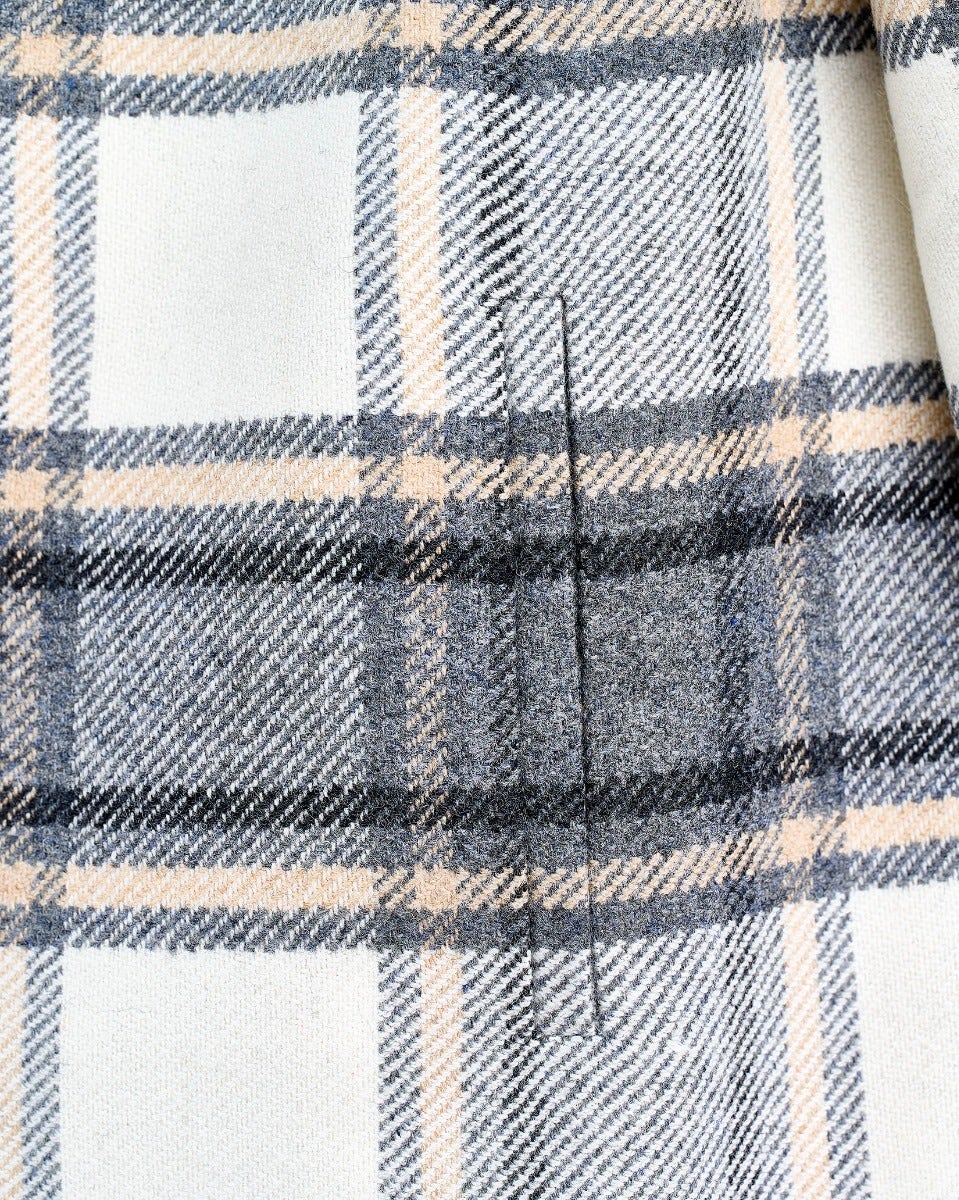 Neutral Forest Check Lambswool Coat