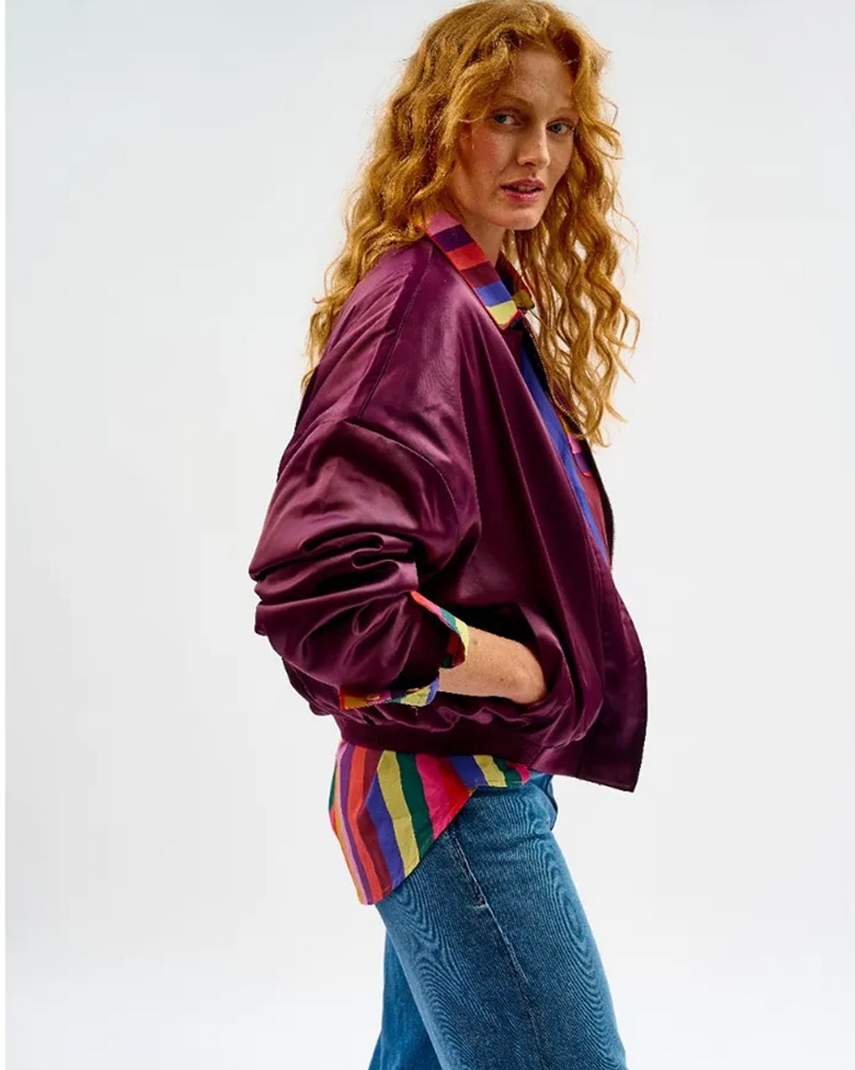 Bordeaux Assam Bomber Jacket