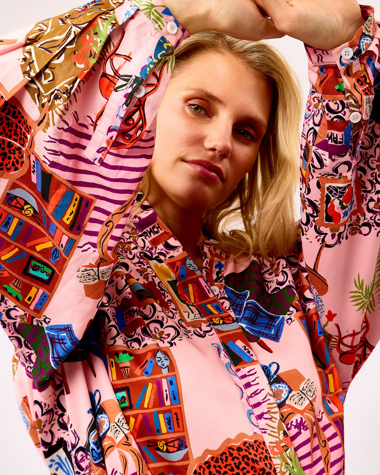Rose Gerbera Illustrated Print Shirt
