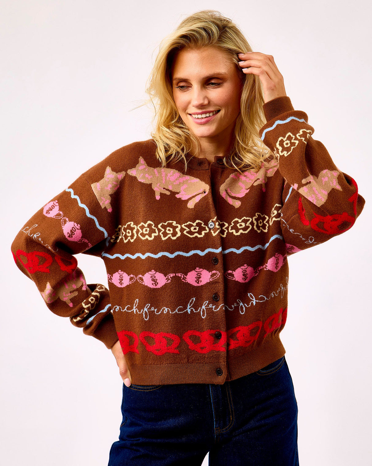 Brown-Abyssin-Knit-Cropped-Cardigan