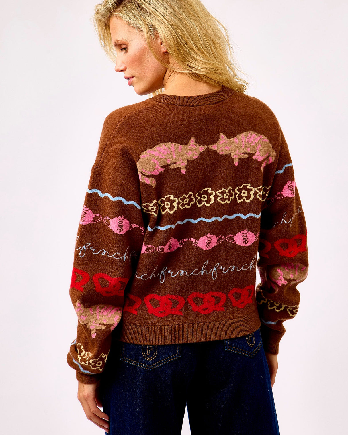 Brown Abyssin Knit Cropped Cardigan